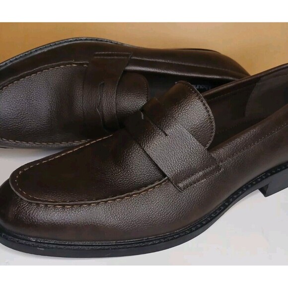Abound Sz 12 Ortholite Eco Insole Brown Soft Faux Leather Comfort Penny Loafer - Picture 8 of 13